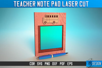 Teacher Note Pad Laser Cut SVG | Note Pad Laser Cut SVG Design | CNC Files SVG Fly Design 