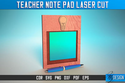 Teacher Note Pad Laser Cut SVG | Note Pad Laser Cut SVG Design | CNC Files SVG Fly Design 