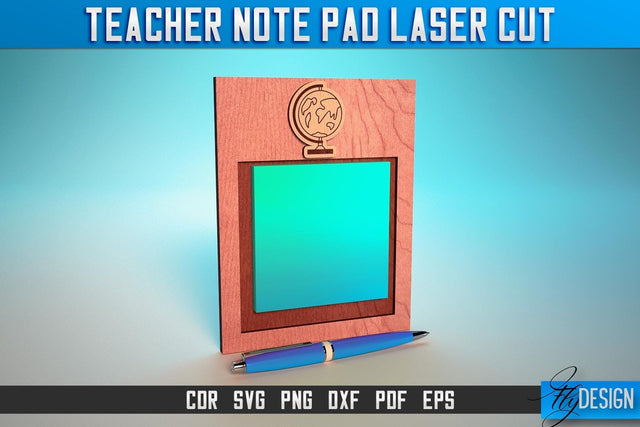 Teacher Note Pad Laser Cut SVG | Note Pad Laser Cut SVG Design | CNC Files SVG Fly Design 