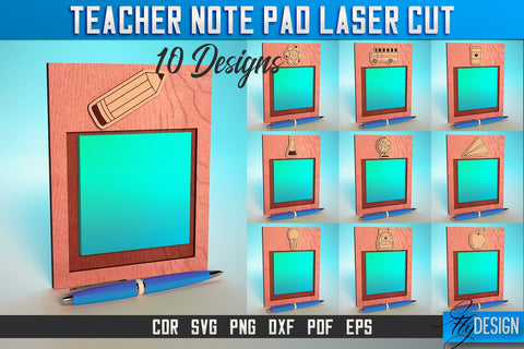 Teacher Note Pad Laser Cut SVG | Note Pad Laser Cut SVG Design | CNC Files SVG Fly Design 