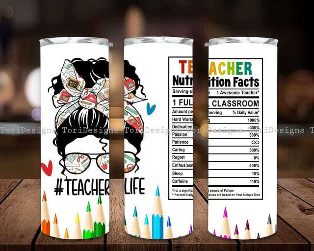 Teacher Nutrition Facts Stainless Steel Tumbler,teacher apparel, teacher lifestyle, funny teacher gift Sublimation ToriDesigns 