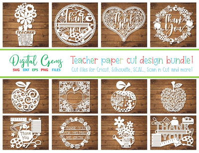 Teacher paper cut bundle SVG Digital Gems
