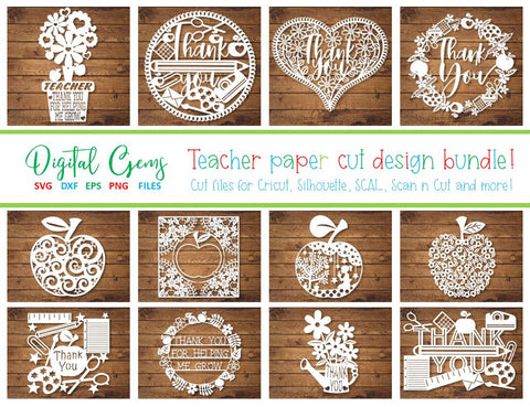 Teacher paper cut bundle SVG Digital Gems 