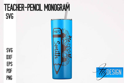Teacher Pencil Monogram SVG Bundle | Pencil Monogram SVG Design | Teacher SVG SVG Fly Design 
