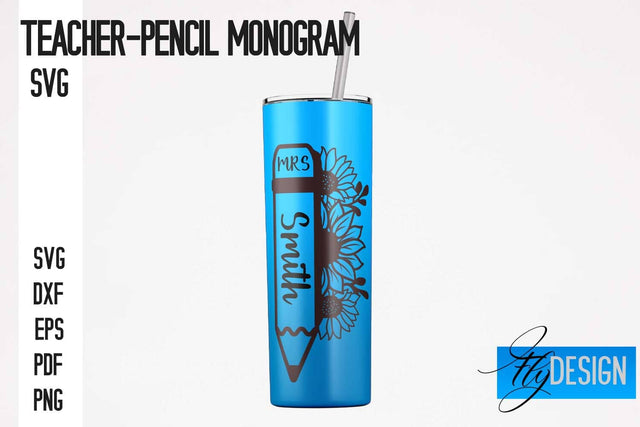 Teacher Pencil Monogram SVG Bundle | Pencil Monogram SVG Design | Teacher SVG SVG Fly Design 