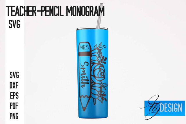 Teacher Pencil Monogram SVG Bundle | Pencil Monogram SVG Design | Teacher SVG SVG Fly Design 