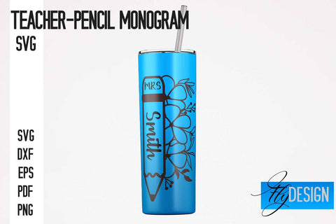 Teacher Pencil Monogram SVG Bundle | Pencil Monogram SVG Design | Teacher SVG SVG Fly Design 