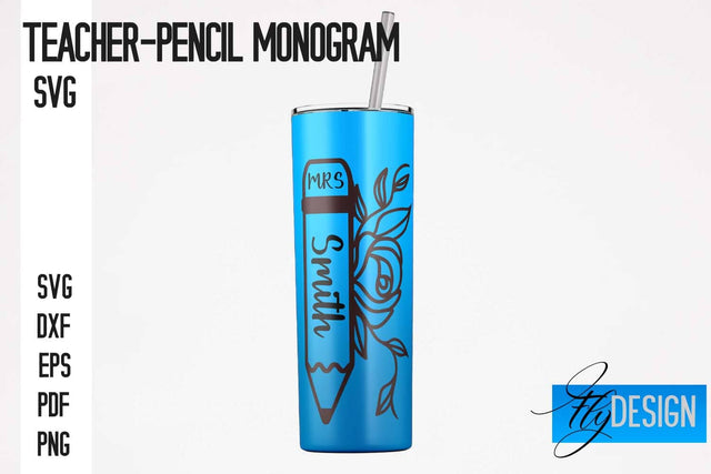 Teacher Pencil Monogram SVG Bundle | Pencil Monogram SVG Design | Teacher SVG SVG Fly Design 