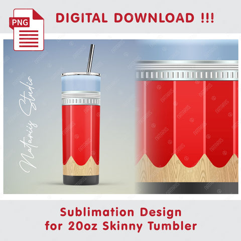 Teacher Pencil Sublimation design for 20oz SKINNY TUMBLER Sublimation Natariis Studio 
