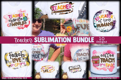 Teacher PNG Sublimation Bundle | 10 Leopard Print Designs Sublimation Cheese Toast Digitals 