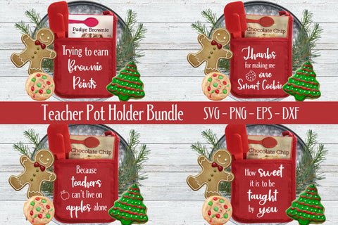Teacher Pot Holder Bundle - 4 Teacher SVG Designs SVG Stacy's Digital Designs 