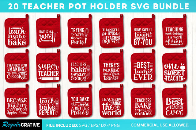Teacher Pot Holder Bundle SVG Regulrcrative 