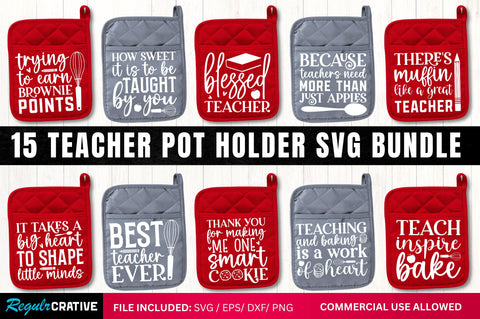 Teacher Pot Holder SVG Bundle SVG Regulrcrative 