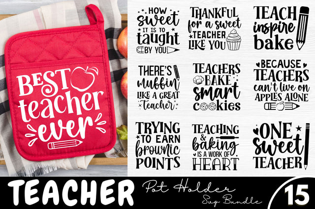 Teacher Pot Holders SVG Bundle SVG Regulrcrative 