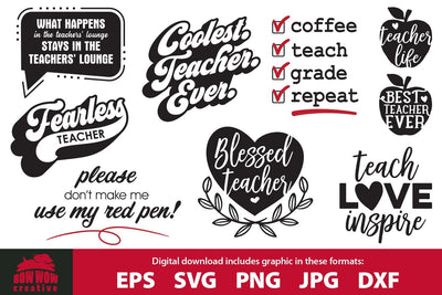 Teacher Quote Bundle - Teacher SVG Cutting Files SVG Bow Wow Creative 