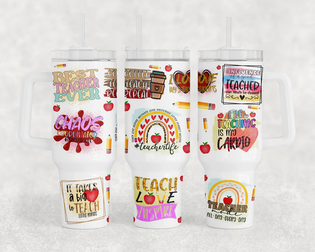 Teacher Quotes 40oz Tumbler Wrap, Teaching 40oz Quencher Tumbler Sublimation Design, Teacher Tumbler PNG File Sublimation HappyDesignStudio 