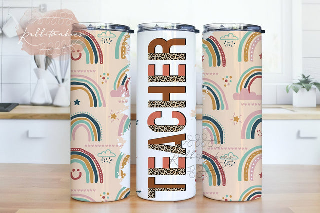 Teacher Rainbow 2 File Png,Teacher life bohoTumbler Png, Rainbow Teacher Tumbler, Teach Love Inspire Sublimation Design Sublimation Rabbitmakies 