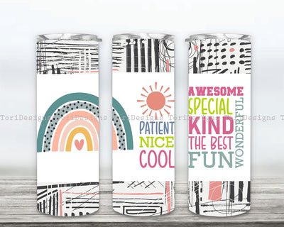 Teacher Rainbow 20oz Skinny Straight Tumbler Sublimation Designs Rainbow Tumbler PNG, Teacher Tumbler Wrap, Teacher Appreciation 20oz Skinny Tumbler Wrap Png, Teacher Life Sublimation Designs Png Sublimation ToriDesigns 