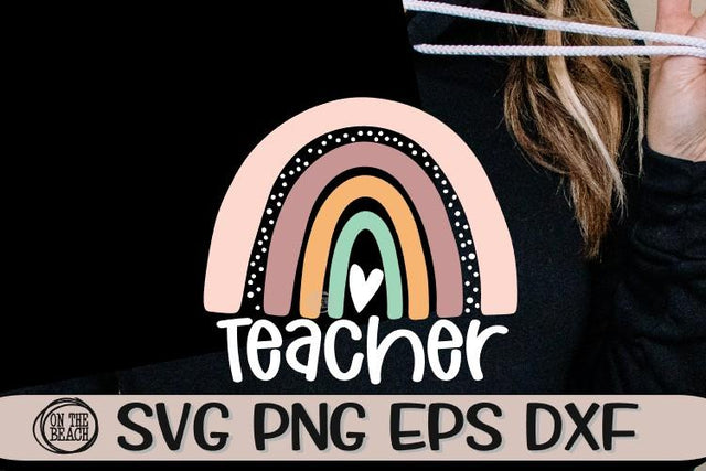 Teacher - Rainbow - Doodle - SVG PNG EPS DXF SVG On the Beach Boutique 