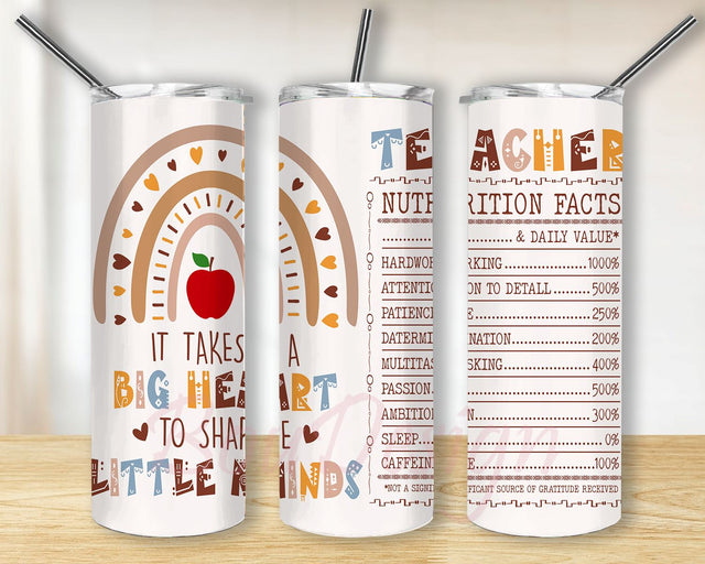 Teacher Rainbow Tumbler, Rainbow 20 oz Skinny Tumbler Rainbow Glitter Teacher Tumbler, Teach Love Inspire Sublimation Design, Rainbow Tumbler PNG Instant Download Sublimation BouDesign 