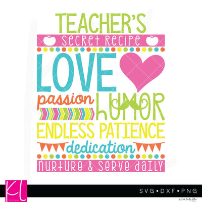 Teacher Recipe SVG Kelly Lollar Designs 