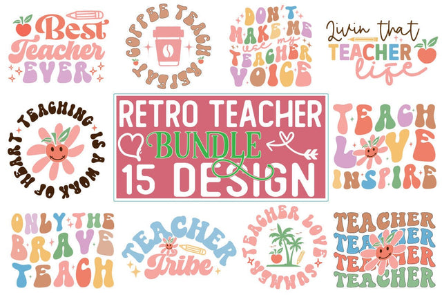 Teacher Retro SVG Design Bundle SVG CraftingStudio 