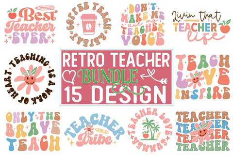 Teacher Retro SVG Design Bundle SVG CraftingStudio 