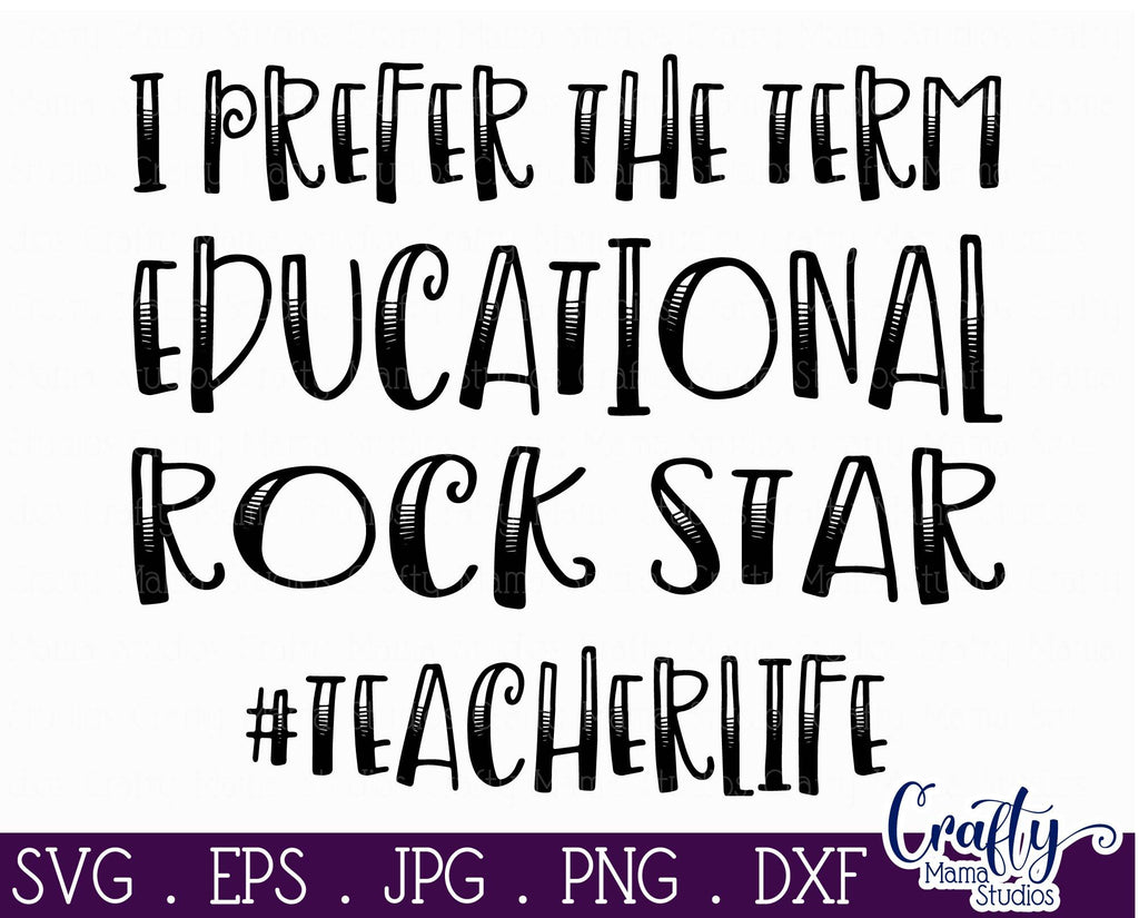 Teacher - Rock Star Svg - Teaching Cut File - So Fontsy