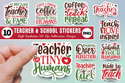 Teacher & School Sublimation Stickers Bundle Sublimation Regulrcrative 