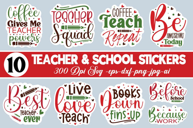 Teacher & School Sublimation Stickers Bundle SVG designmaster24 