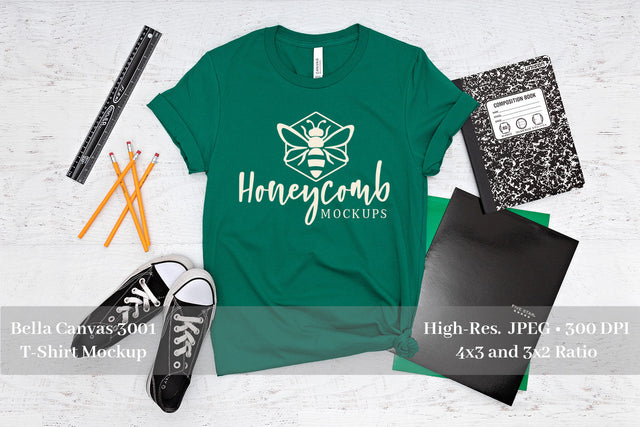 Teacher Shirt Mockup, Kelly Bella Canvas 3001 Mockup, School Mockup Mock Up Photo Honeycomb Mockups 