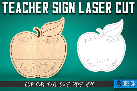 Teacher Sign Laser Cut SVG | School SVG Design | CNC Files SVG Fly Design 
