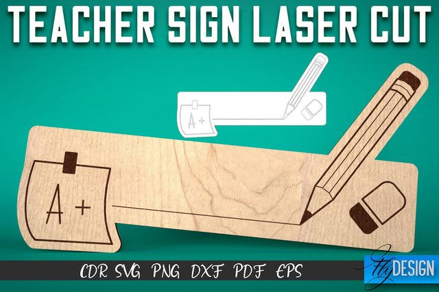 Teacher Sign Laser Cut SVG | School SVG Design | CNC Files SVG Fly Design 