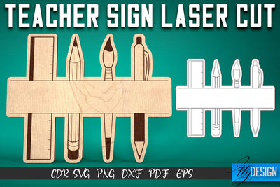 Teacher Sign Laser Cut SVG | School SVG Design | CNC Files SVG Fly Design 