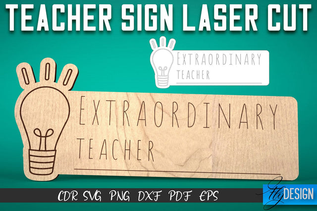 Teacher Sign Laser Cut SVG | School SVG Design | CNC Files SVG Fly Design 
