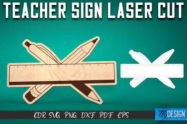 Teacher Sign Laser Cut SVG | School SVG Design | CNC Files SVG Fly Design 
