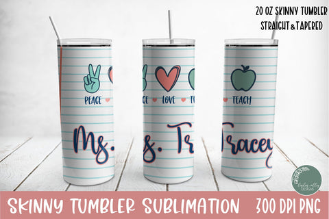 Teacher Skinny Tumbler Bundle-20 oz Tumbler Sublimation Wrap Sublimation Linden Valley Designs 