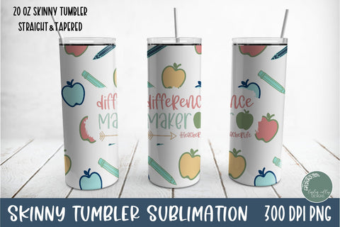 Teacher Skinny Tumbler Bundle-20 oz Tumbler Sublimation Wrap Sublimation Linden Valley Designs 