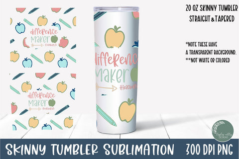 Teacher Skinny Tumbler Bundle-20 oz Tumbler Sublimation Wrap Sublimation Linden Valley Designs 