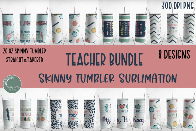 Teacher Skinny Tumbler Bundle-20 oz Tumbler Sublimation Wrap Sublimation Linden Valley Designs 
