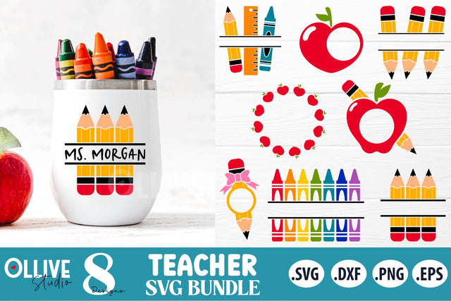 Teacher Split Monogram SVG Bundle | School Monogram SVG SVG Ollive Studio 
