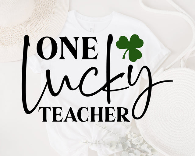Teacher St Patrick’s Day Svg, One Lucky Teacher, 4 Leaf Lucky Clover, Shamrock, Shirt Design, Svg, Png, Cut File, Dxf, Cricut, Silhouette SVG Fauz 