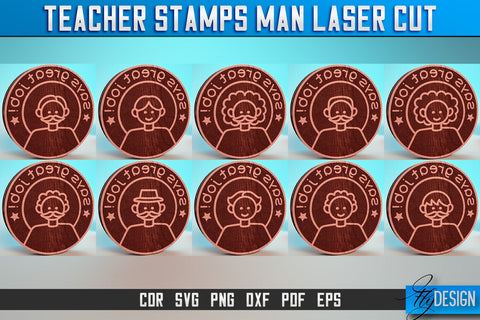 Teacher Stamp Man Laser Cut SVG | Teacher Laser Cut SVG Design | CNC Files SVG Fly Design 