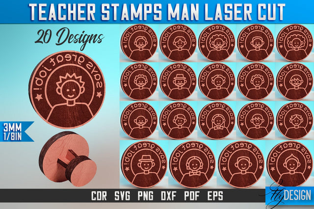 Teacher Stamp Man Laser Cut SVG | Teacher Laser Cut SVG Design | CNC Files SVG Fly Design 