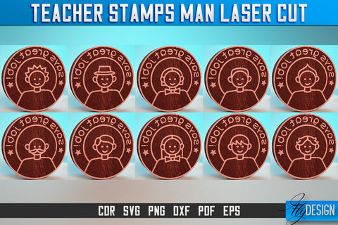 Teacher Stamp Man Laser Cut SVG | Teacher Laser Cut SVG Design | CNC Files SVG Fly Design 