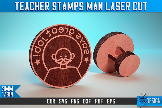 Teacher Stamp Man Laser Cut SVG | Teacher Laser Cut SVG Design | CNC Files SVG Fly Design 