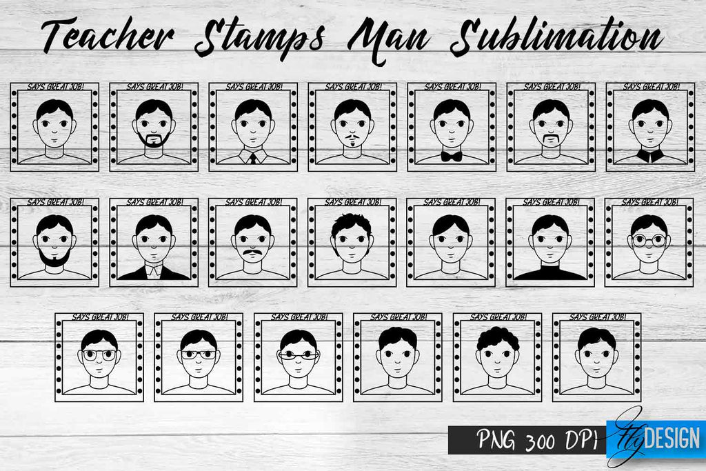 Teacher Stamp Man Sublimation | Teacher Stamp Design | Teacher Design ...