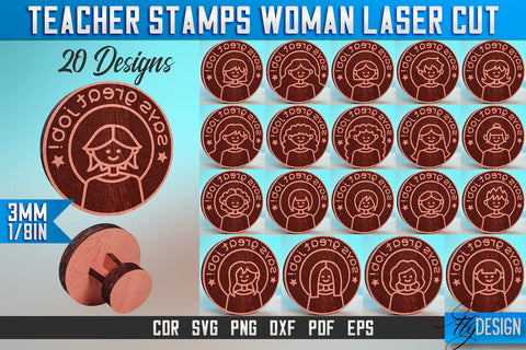 Teacher Stamp Woman Laser Cut SVG | Teacher Laser Cut SVG Design | CNC Files SVG Fly Design 