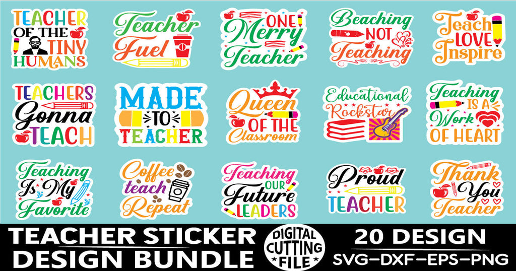 Teacher Sticker design Bundle - So Fontsy