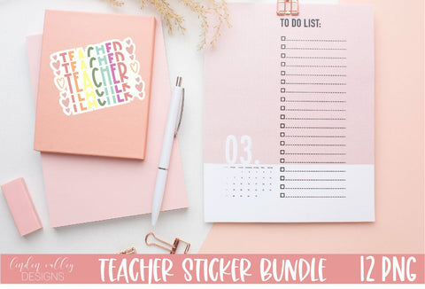 Teacher Sticker Mini Bundle-Funny Teacher PNG Bundle Sublimation Linden Valley Designs 